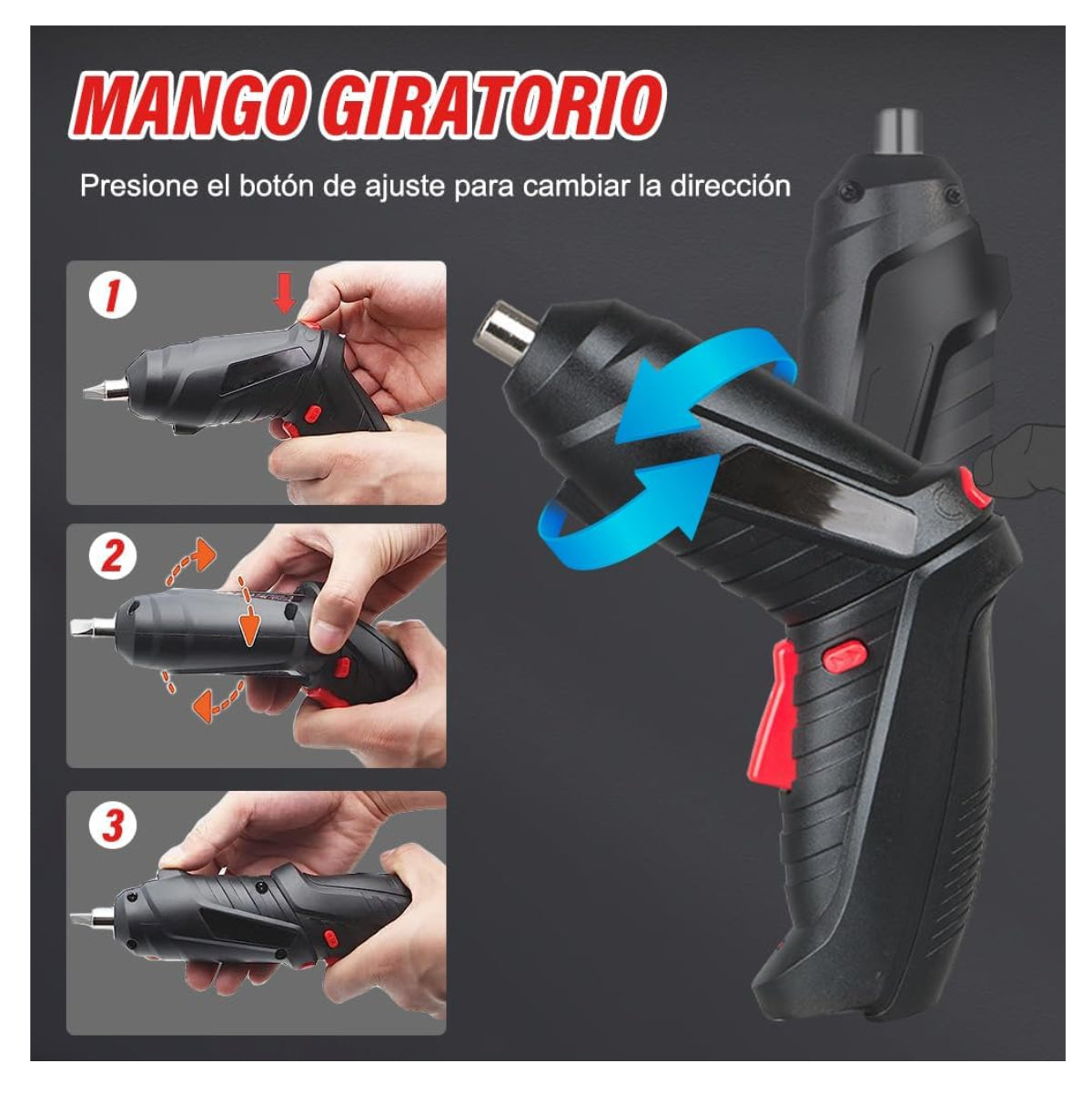 DESTORNILLADOR ELECTRICO RECARGABLE 47 Pzs - Eficacia y practicidad sin esfuerzo