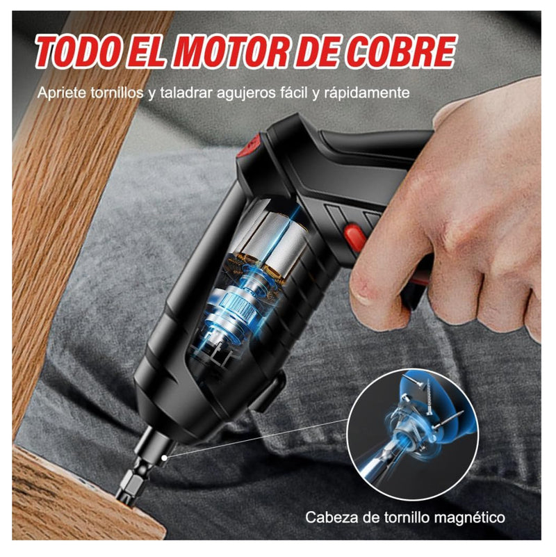 DESTORNILLADOR ELECTRICO RECARGABLE 47 Pzs - Eficacia y practicidad sin esfuerzo